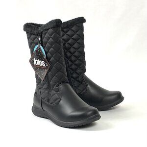 New Totes Jade Black Quilted Mid-Calf Winter Boot 8